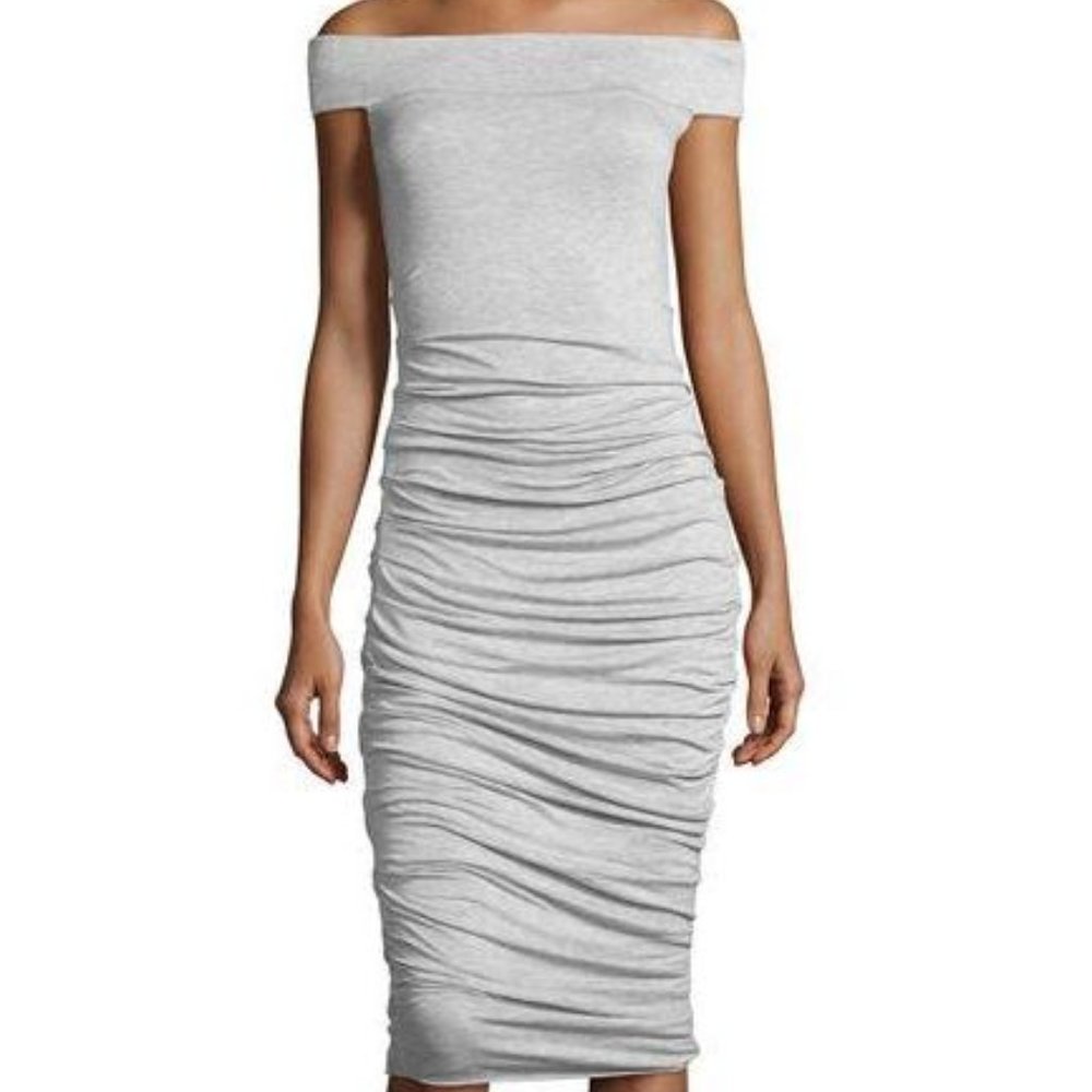 Bailey 44 Off-the-shoulder Side-Ruched Cream Dress S